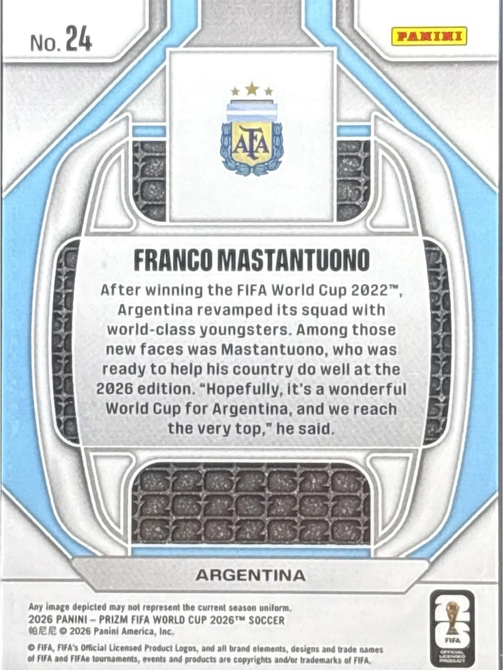 Panini Franco Mastantuono Soccer Card - New Era